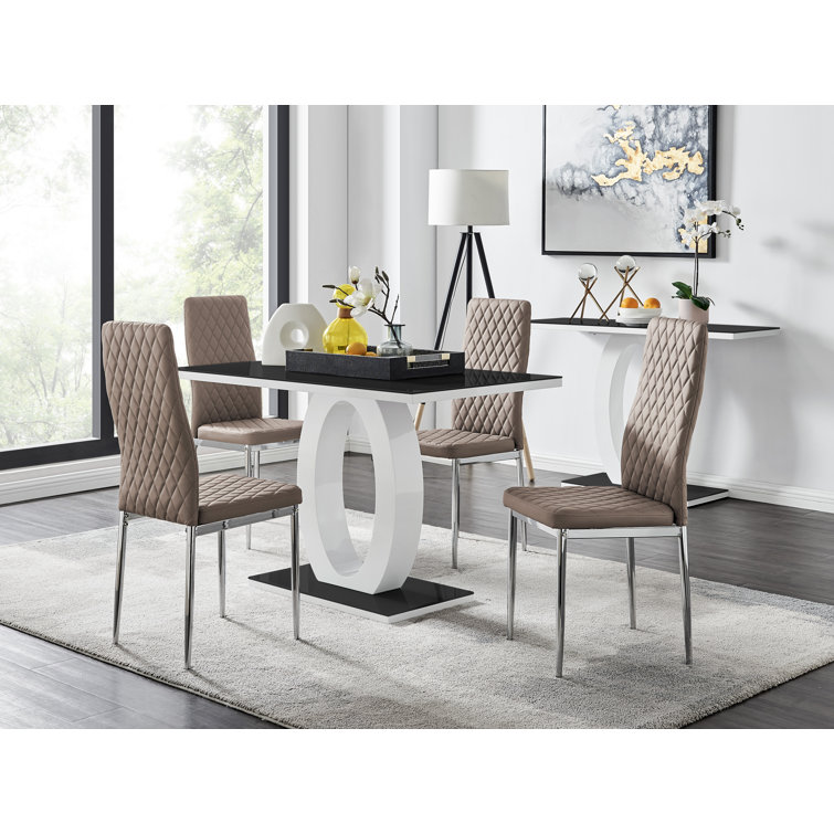 High gloss dining table deals and chairs sale